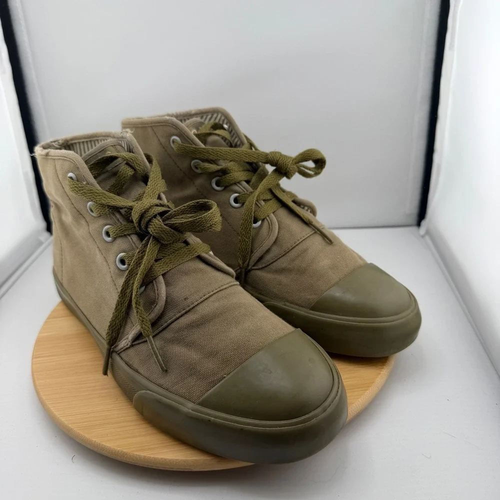 BANGS Shoes High Top Canvas Sneakers Olive Green Khaki Mens 6.5 Womens 8